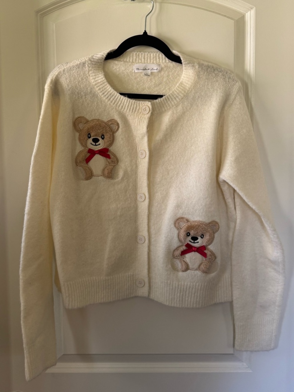 NWOT Threaded Leaf Teddy Bear Cardigan - Size L